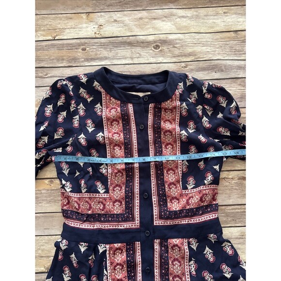 Gal Meets Glam Collection Button Front Surplice Dress Blue Rose Damisk Size 2 - Picture 5 of 11